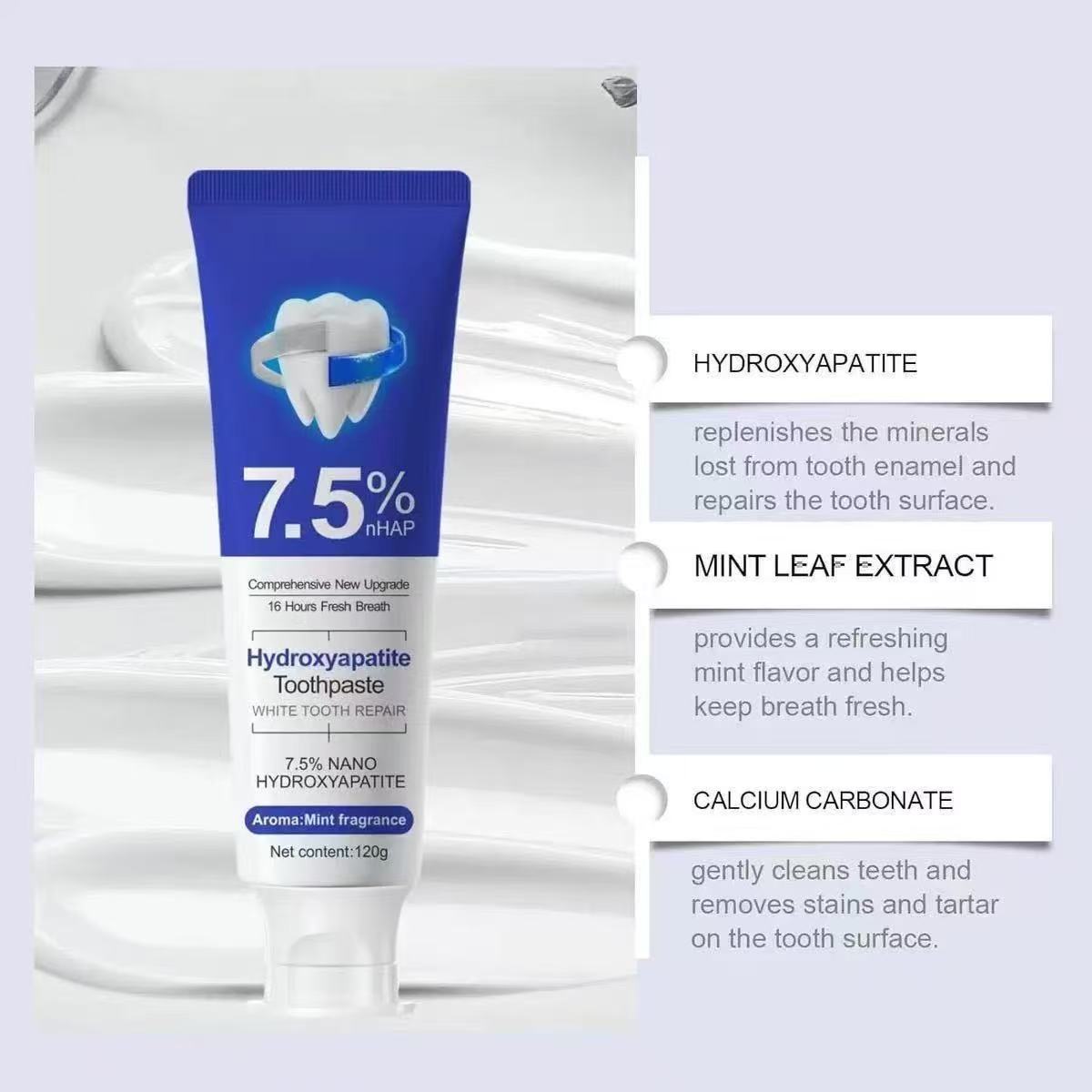 7.5%Nano Hydroxyapatite Toothp - огляд і ціна Hydroxyapatite Toothpaste