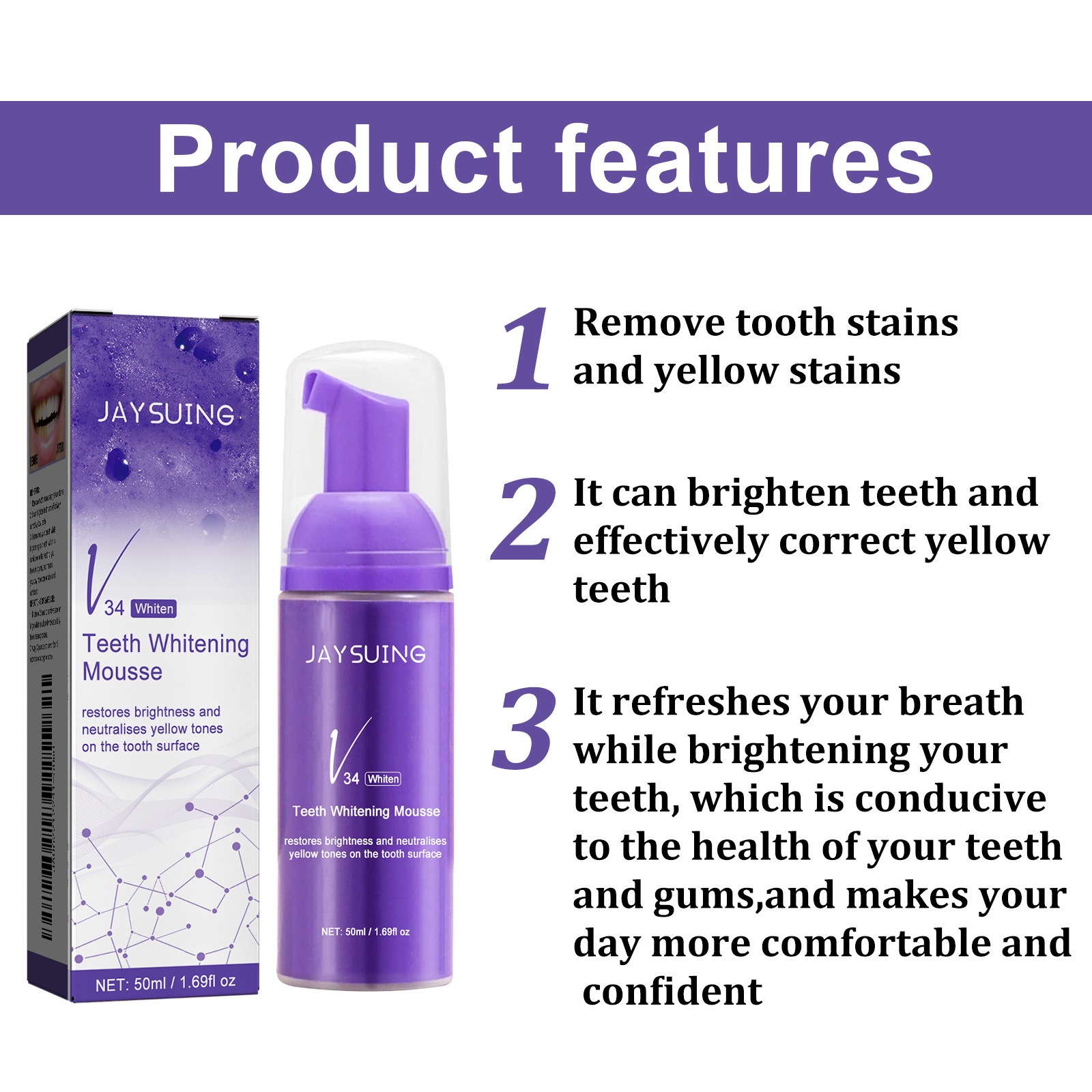 V34 Mousse Teeth Cleaning Toot - огляд і ціна Teeth Whitening Effective